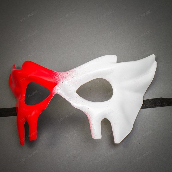 Devil Halloween Masquerade Eye Mask - Bloody Red White - Picture 4 of 5